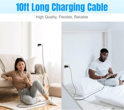 4-Pack 10ft USB-C to USB-C Fast Charging Cables Cord (100W/5A) - Black - color: Black 4x10ft-5A
