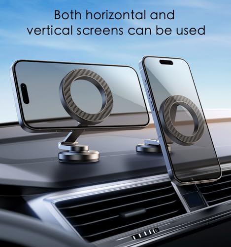 JUHOO Upgrade Phone Holder for car Magnetic rotatable and Retractable car Phone Holder Mount Dashboard Mount Fit for iPhone 15 14 13 12 Pro Max Plus Mini & All Smartphone - color: Kevlar Black Upgrade