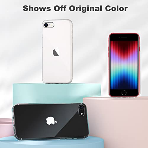 JJGoo Compatible with iPhone SE Case 2022/2020, Compatible with iPhone 7 8 Case Clear Soft Transparent Shockproof Protective Slim Thin Bumper Phone Cover - color: Clear