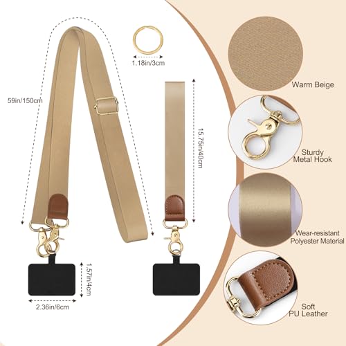 TiMOVO Phone Lanyard Crossbody Wrist Strap, Adjustable Anti-Theft Phone Strap for All Phone Case, lanyard for Women and Men - color: Beige