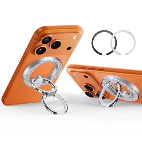 ESR Magnetic Phone Ring Holder, Compatible with MagSafe Ring Holder, Magnetic Phone Grip with Adjustable Stand, Compatible with MagSafe Phone Grip, for iPhone 16/15/14/13/12, S25, Rhinestone Silver - color: Rhinestone Silver