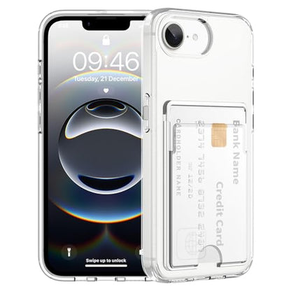 Gukalong Clear Wallet Case for iPhone 16e with Credit Card Holder | Hard PC Heavy Duty Shockproof Protection Anti-Scratch Phone Cover Card Slot Anti-Yellowing Case for Women Men - size: for iPhone 16e 2025