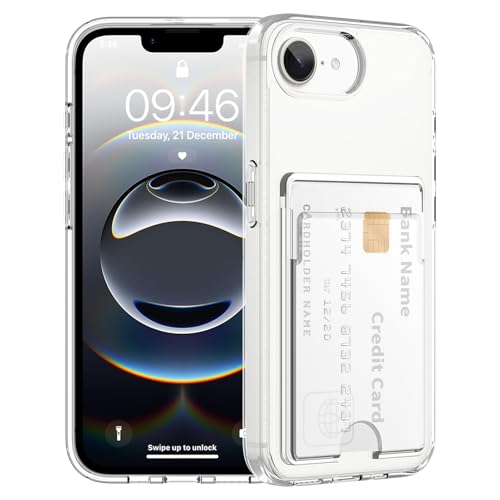 Gukalong Clear Wallet Case for iPhone 16e with Credit Card Holder | Hard PC Heavy Duty Shockproof Protection Anti-Scratch Phone Cover Card Slot Anti-Yellowing Case for Women Men - size: for iPhone 16e 2025
