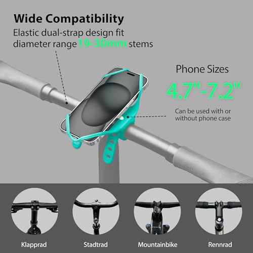 Bone Bike Tie 4 Pro Max, Bike Phone Mount for Stem & T/U-Shaped Handlebars - color: Turquoise
