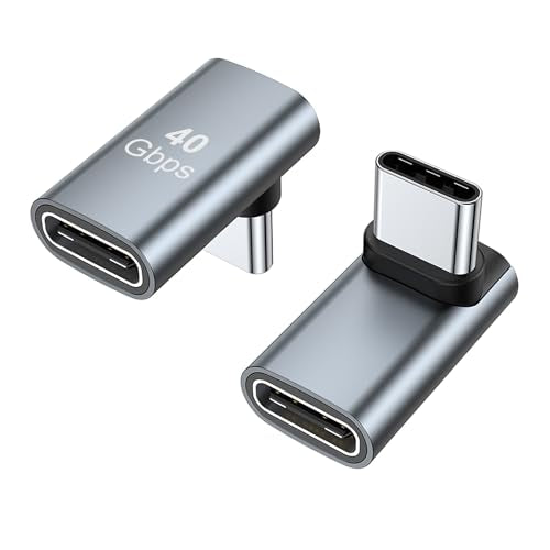 AreMe 90 Degree USB-C Male to Female Adapter 2 Pack, Grey - color: Grey