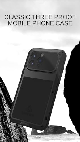 LOVE MEI for iPhone 15 Pro Max Case, Heavy Duty Rugged Full Body Protection Military Armor Bumper Aluminum Metal Dust/Shockproof Case with Tempered Glass (Yellow)
