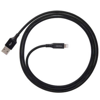 Ventev USB A to Apple Lightning High-Speed Ultra Durable Alloy Cable for iPhone 1-14, AirPods, iPads and More Devices (4 Foot, Black) - size: 4 feet
