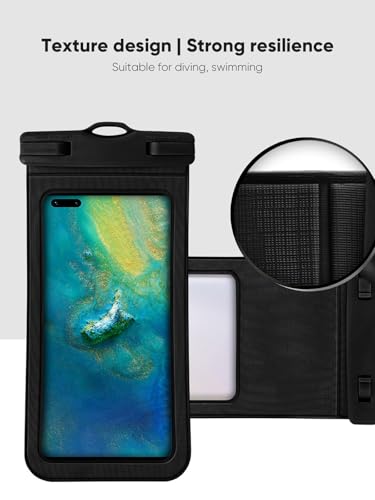 2-Pack Extra-Large Waterproof Phone Pouches, Universal Floating Waterproof Pouch, Underwater Dry Bag for iPhone 15 14 13 12 11 Pro Max, Galaxy S23 S22 S21 S20 Ultra, Pixel, White+Black - color: White+Black