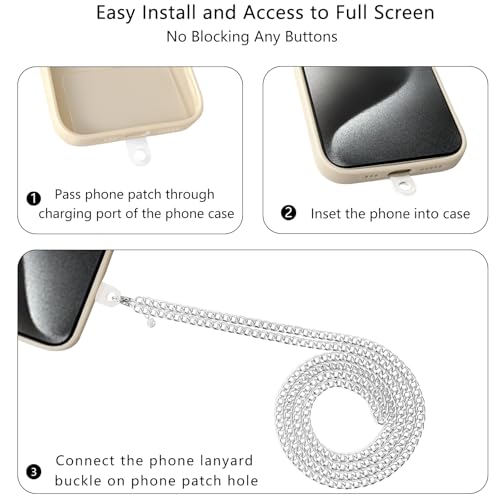 Crossbody Phone Lanyard, Metal Phone Chain for Women Men, Adjustable Phone Strap with Tether Tab, Anti-Theft Neck Strap Compatible with iPhone 17, 16, 15, Most Smartphones, Silver - color: Silver