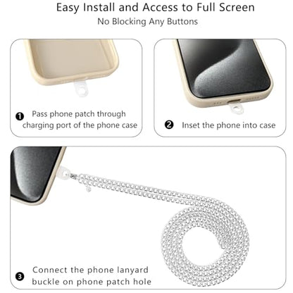 Crossbody Phone Lanyard, Metal Phone Chain for Women Men, Adjustable Phone Strap with Tether Tab, Anti-Theft Neck Strap Compatible with iPhone 17, 16, 15, Most Smartphones, Silver - color: Silver