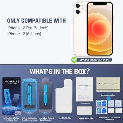 2-Pack Privacy Screen Protector for for iPhone 12 Pro and iPhone 12 6.1-inch, 9H Tempered Glass, Full Coverage, Anti-Fingerprint, Auto Dust-Elimination, No Bubble, Easy Installation - size: for iPhone 12 Pro / iPhone 12
