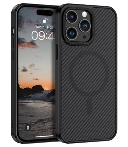 YINLAI Case for iPhone 14 Pro Max 6.7-Inch, Carbon Fiber Texture, Black