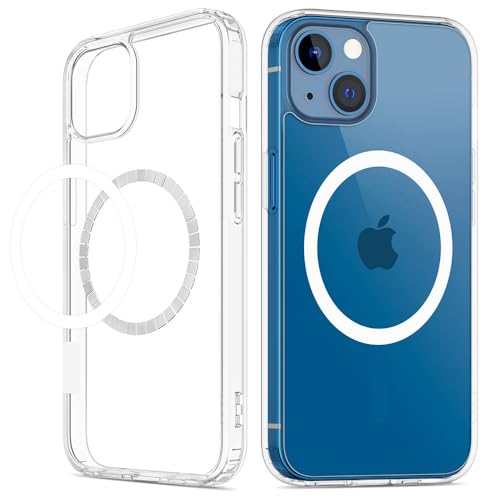 VEGO for iPhone 13 & iPhone 14 Case, with Built-in Magnets, Crystal Clear Hard PC Back + Soft TPU Frame Slim Cover - Clear - color: Clear, size: for iPhone 13/14