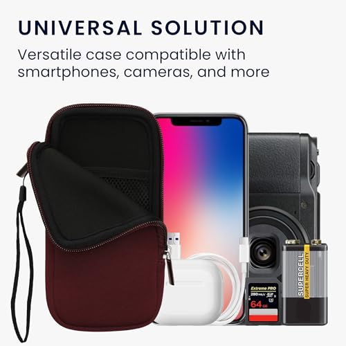 kwmobile Universal Phone Pouch Size XXL - 7" - Neoprene Smartphone Pouch with Zip - Water-Repellent Mobile Phone Case - Sleeve in Berry - color: berry, size: XXL - 7"