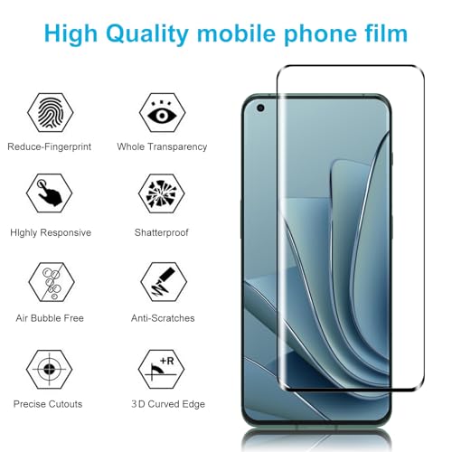 Didisky Screen Protector for Oneplus 10 Pro (Not for 10t,10), 3 Pack Tempered Glass Film with 2 Pak Lens Protector, 3D Curved Full Coverage,Easy to Install,Bubble Free,9H,Anti Scratch