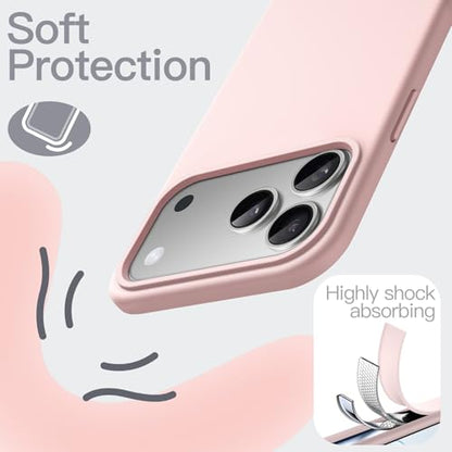 JETech Silicone Case for iPhone 17 Pro Max, Light Pink | Silky Soft Touch, Shockproof Protection, Scratch Resistant, Microfiber Lining - color: Light Pink, size: iPhone 17 Pro Max