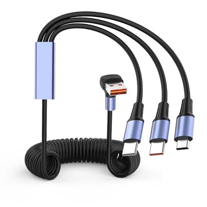 YACSEJAO 66W Spiral Multi Charging Cable, Type A to Micro+2 Type C