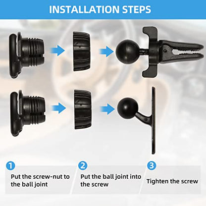 Universal Air Vent Car Mount and Dashboard Sticker Holder 360° Rotation Clip Car Mount Phone Holder with Adjustable Switch Lock for Smartphones GPS Navigation (2 Pack, Black)