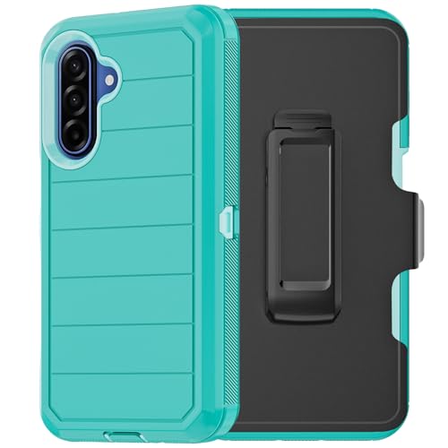 for Samsung Galaxy A17 Case with Belt Clip Holster & Kickstand, Heavy Duty 3-Layer Military Grade Rugged Full Body Protection Cover Case for Galaxy A17 5G (Teal) - color: Teal