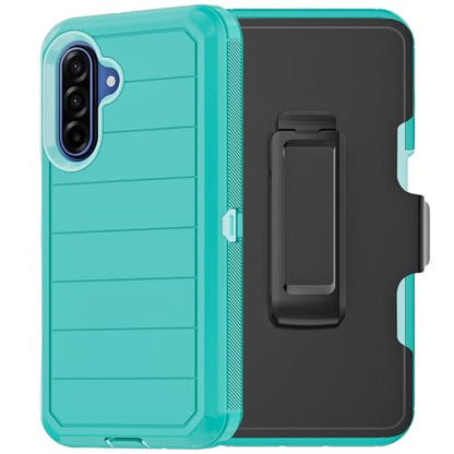 for Samsung Galaxy A17 Case with Belt Clip Holster & Kickstand, Heavy Duty 3-Layer Military Grade Rugged Full Body Protection Cover Case for Galaxy A17 5G (Teal) - color: Teal