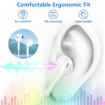 [Apple MFi Certified] 2 Pack Lightning Wired Earbuds for iPhone Plug & Play