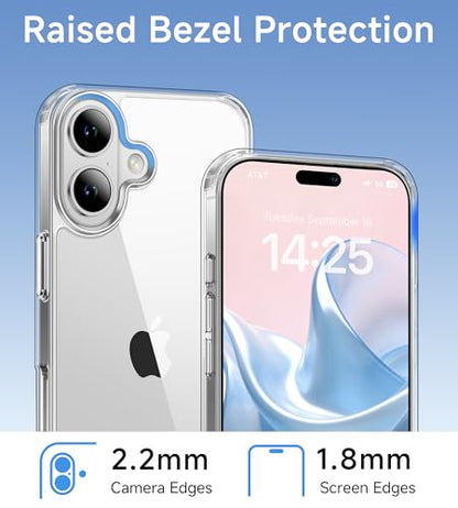 USLAI Case for iPhone 16, Anti-Yellowing, Crystal Clear Back, Shockproof & Military‑Grade Drop Protection - Transparent - color: Clear, size: iPhone 16