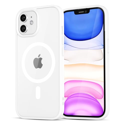 LoeoeL for iPhone 11 Case Clear Mag Safe, Ultra Thin Slim Cover Magnetic Compatible with Magsafe Phone Case for Women Men Girl, Cute Soft TPU Silicone & Transparent Anti-Yellow Hard Plastic, White - color: White, size: 11