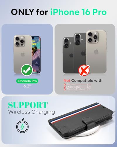 OCASE Compatible with iPhone 16 Pro Wallet Case, PU Leather Flip Folio Case with Card Holders RFID Blocking Kickstand [Shockproof TPU Inner Shell] Phone Cover 6.3 Inch 2024, Spliced Gray - color: Spliced Gray