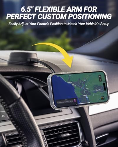 Scosche MagicMount MS Flex MagSafe Phone Holder for Car, Magnetic Phone Mount with StickGrip Suction Cup for Dashboard & Windshield, Includes Vent Clip for Vent Mount, Compatible with iPhone & Android