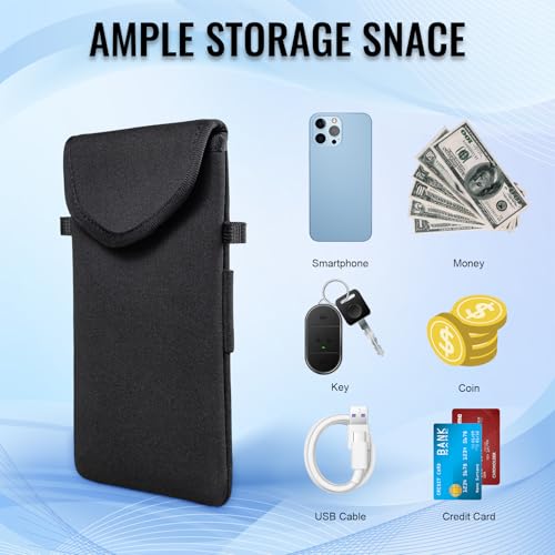 Neoprene Phone Sleeve Pouch Case Bag for Men Women w/Crossbody Strap/Neck Lanyard for iPhone 17/16/15/14 Pro Max, Samsung S25，Pixel 10 - color: Black Cell Phone Sleeves