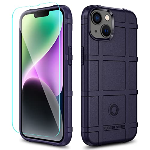 Rugged Shield 8ft Drop Proof TPU Thick Armor Tactical Protective Case Compatible with iPhone 14 (6.1 inches) - Deep Purple - color: Deep Purple, size: iPhone 14