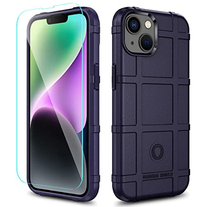 Rugged Shield 8ft Drop Proof TPU Thick Armor Tactical Protective Case Compatible with iPhone 14 (6.1 inches) - Deep Purple - color: Deep Purple, size: iPhone 14