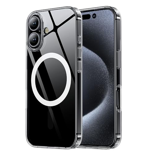Tigowos Magnetic for iPhone 16 Case 15FT Drop Resistant Anti-Yellowing Back Cover Shockproof Slim Fit for iPhone 16 Phone Case (6.1 inch)，Crystal Clear - color: Clear, size: iPhone 16-6.1 inch