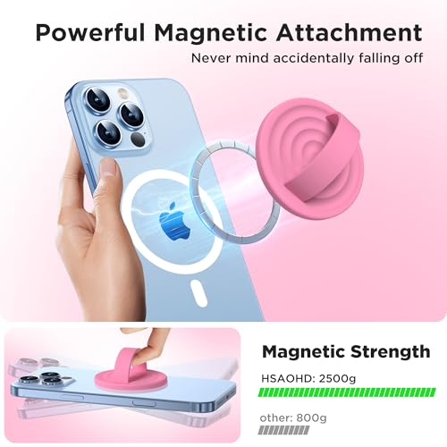 Upgraded Magnetic Phone Grip, Liquid Silicone Soft and Portable, Removable Finger Loop Ring Grip Holder for iPhone, Strong Magnetic Attraction, Compatible with MagSafe Phone Case, Tender Pink - color: Tender Pink