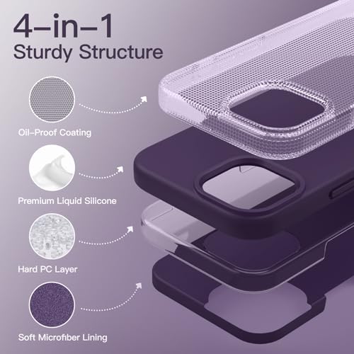 JETech Silicone Case for iPhone 14 Pro, Deep Purple | Silky Soft Touch, Shockproof Protection, Scratch Resistant, Microfiber Lining - color: Deep Purple, size: iPhone 14 Pro