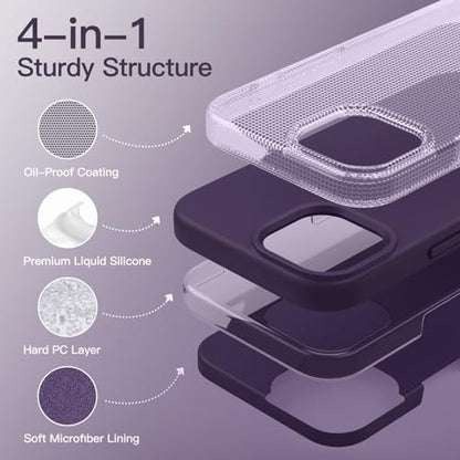 JETech Silicone Case for iPhone 14 Pro, Deep Purple | Silky Soft Touch, Shockproof Protection, Scratch Resistant, Microfiber Lining - color: Deep Purple, size: iPhone 14 Pro