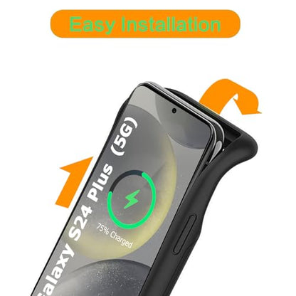 Battery Case for Galaxy S24 Plus, 12000mAh Portable Wireless Charging Case Supporting CarPlay, Compatible with Galaxy S24 Plus (6.7 inch) Rechargeable Extended Battery Charger (Black) - size: Galaxy S24 Plus