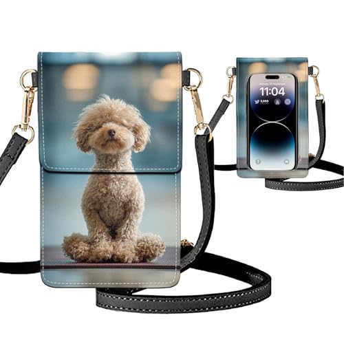 Small Crossbody Bags for Women Touchscreen Cell Phone Bag Cross Body Purses with adjustable Strap,Gifts For Teenage Girls - color: Poodle Dog in Meditation