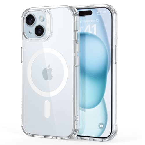 ESR for iPhone 15 Case, Compatible with MagSafe, Shockproof Military-Grade Protection, Scratch-Resistant Back, Magnetic Phone Case for iPhone 15, Classic Hybrid Case, Clear - color: Clear, size: iPhone 15 6.1 inch