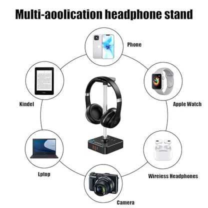 cozoo Headphone Stand with Charger, USB C, Gifts for Gamers Men, Black Pro - color: Black Pro