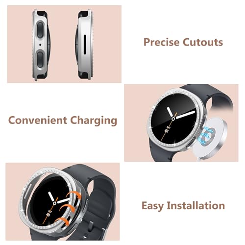 10+4 Pack Bling Case for Samsung Galaxy Watch 9/8 40mm with Tempered Glass Screen Protector, Glitter Diamond Hard PC Scratch Resistant Protective Cover Compatible with Galaxy Watch 9/8 40mm - size: Watch 9/8-40mm