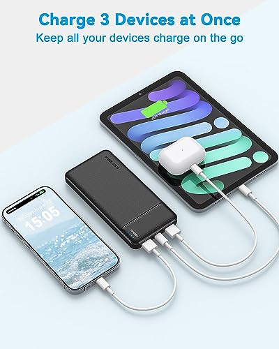 AsperX 10000mAh Portable Charger Dual USB Power Bank Battery Pack - color: Black