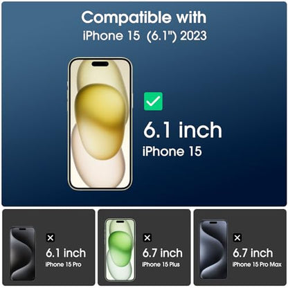 amFilm OneTouch for iPhone 15 Screen Protector 6.1'' Tempered Glass - size: IPH15-6.1”
