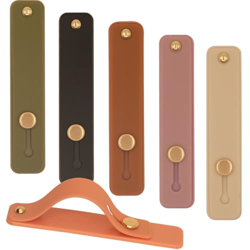 Cell Phone Finger Holder Grip Loop Accessories for Hand, Mobile Phone Knob Handle Kickstand Strap Hooks for Back of Silicone Phone Case - 6 Pack (Black Green Purple Off-White Brown Pink) - color: Pink, Black, Green, Off-White, Brown, Purple