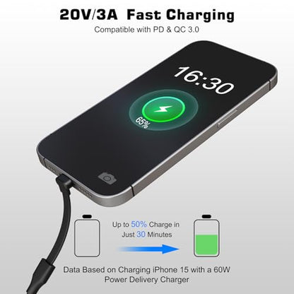 USB C to USB C Cable, 3FT 60W USB C Charging Cable, Right Angle USB C Cable, Compatible with iPhone 15/15 Pro/15 Plus/15 Pro Max, iPad mini 6/Pro 2021, MacBook Air/Pro, Samsung Galaxy S23