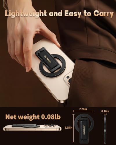 Magnetic Aluminum Phone Ring Grip Stand for iPhone 12-17 Pro Max - color: Black