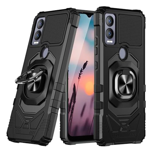 for Cricket Magic 5G, AT&T Propel 5G (U6080AA/AC) - Shockproof Protective Phone Case w/Ring Stand - RS7 Black - color: RS7 Black