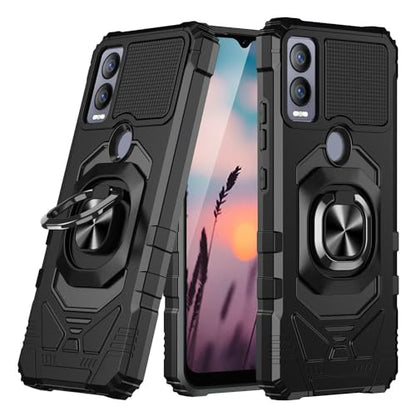 for Cricket Magic 5G, AT&T Propel 5G (U6080AA/AC) - Shockproof Protective Phone Case w/Ring Stand - RS7 Black - color: RS7 Black