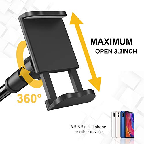 Phone Holder Bed Gooseneck Mount - Flexible Arm 360 Mount Clip Adjustable Bracket Clamp Stand Compatible with Cell Phone 11 Pro XS Max XR X 8 7 6 Plus 5 4, Samsung S10 S9 S8 for Bedroom Desk - color: Black