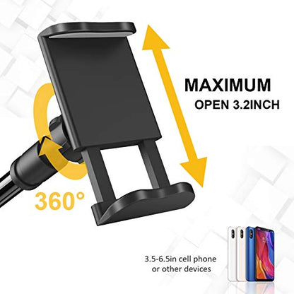 Phone Holder Bed Gooseneck Mount - Flexible Arm 360 Mount Clip Adjustable Bracket Clamp Stand Compatible with Cell Phone 11 Pro XS Max XR X 8 7 6 Plus 5 4, Samsung S10 S9 S8 for Bedroom Desk - color: Black